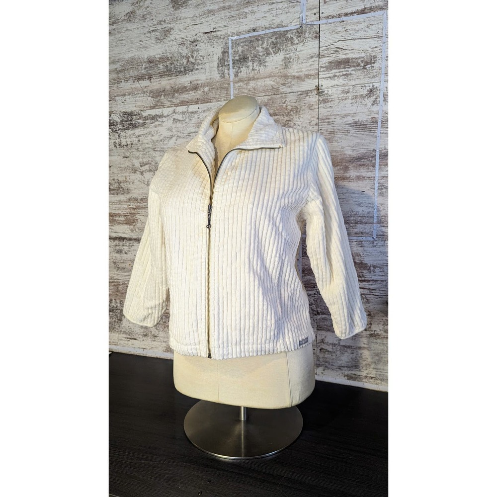 Woolrich M Jacket White Textured 3/4 sleeve Soft Fuzzy